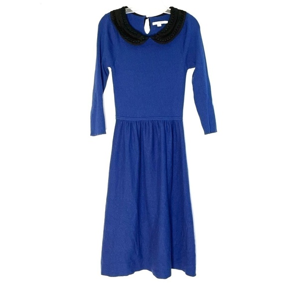 Boden Royal Blue Peter Pan Collared Wool Blend Sweater Dress US 10 - Picture 1 of 7